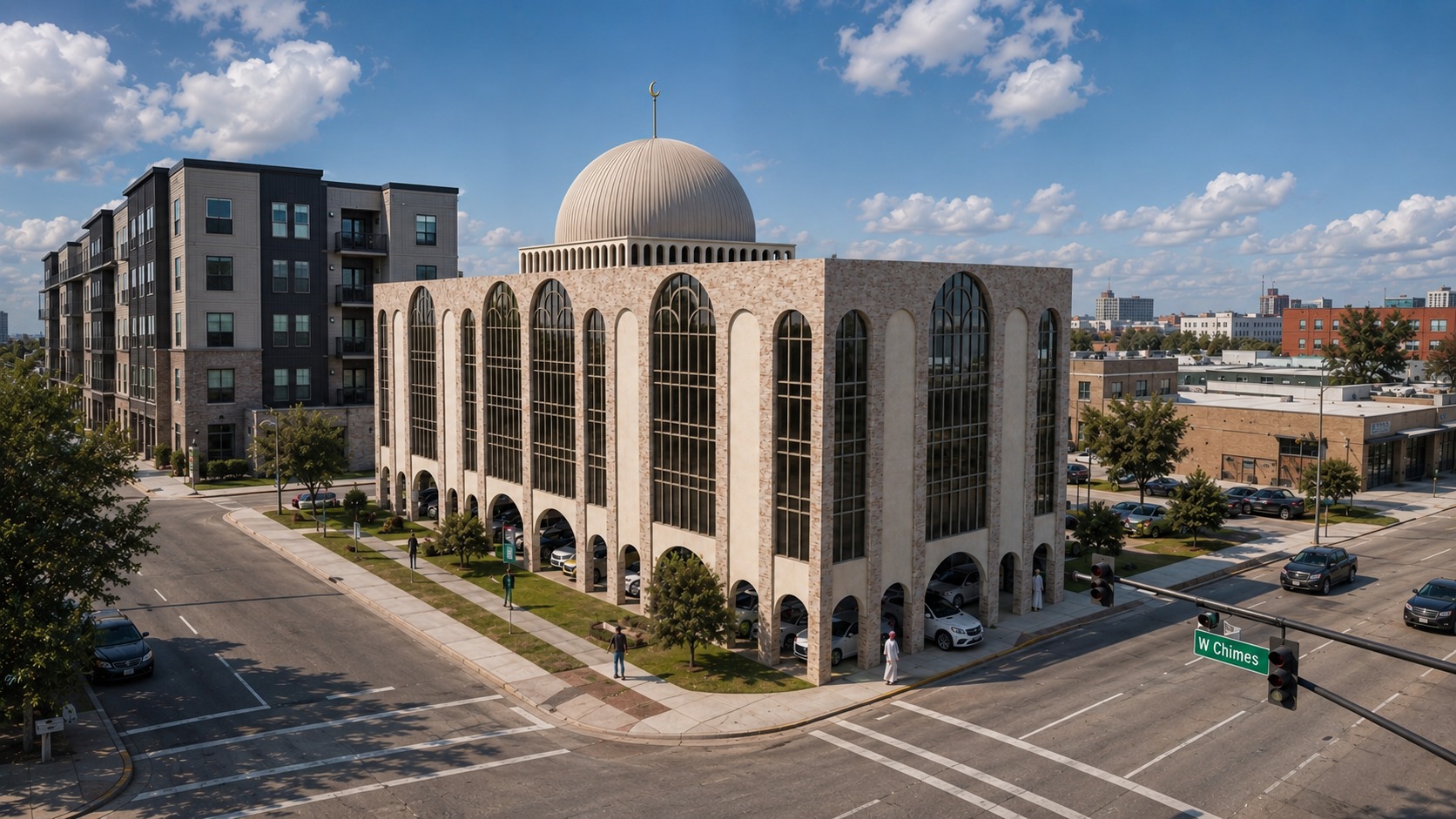 North exterior view of Islamic Center of Baton Rouge