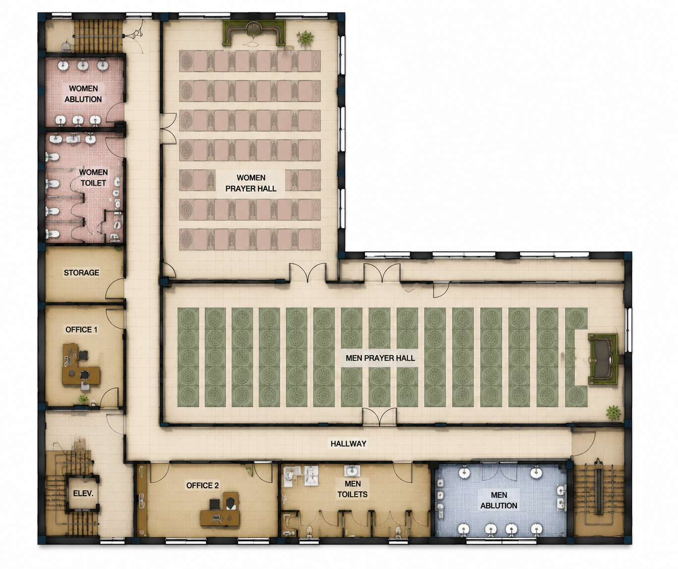 Prayer halls plan