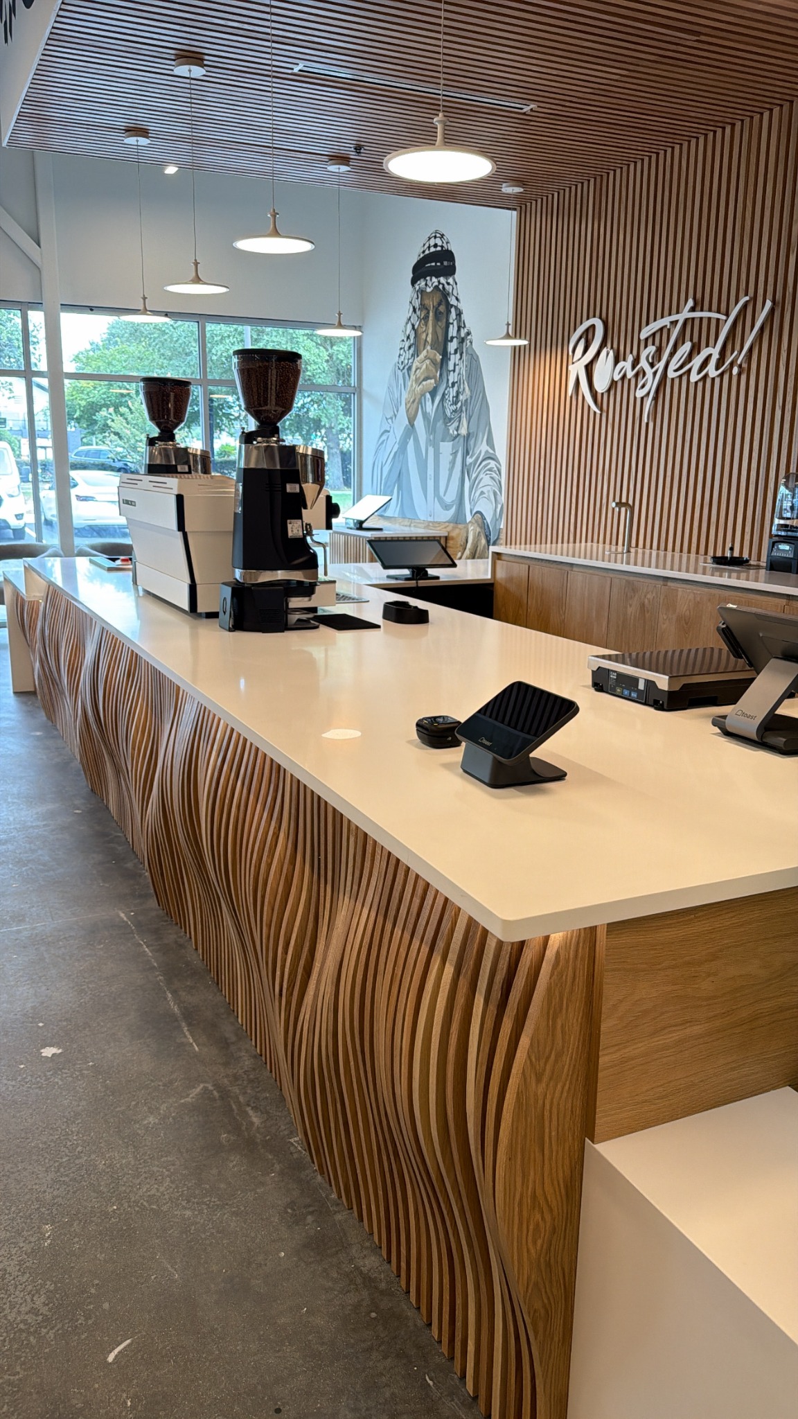 Roasted Coffee Shop service counter and custom woodwork